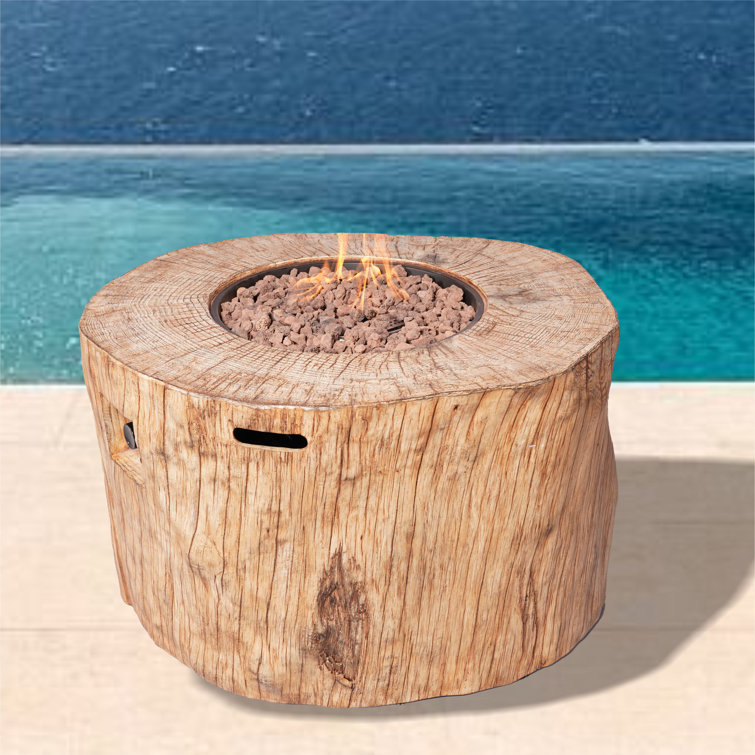 Loon Peak® Fredirick 23.8'' H x 40'' W Magnesium Oxide Propane Outdoor Fire Pit Table with Lid